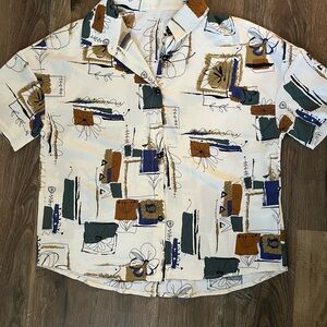 SHEIN Women’s Button-up Abstract Print Shirt, size Small
